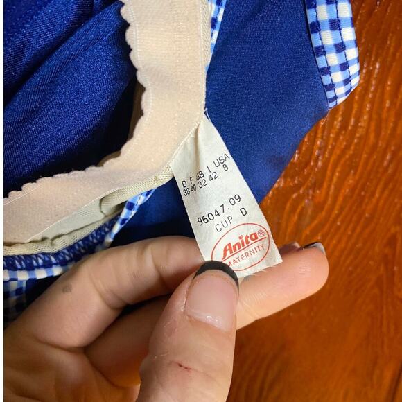 VINTAGE Blue Plaid Cobalt One Piece Swimsuit 8 Medium - Picture 4 of 7